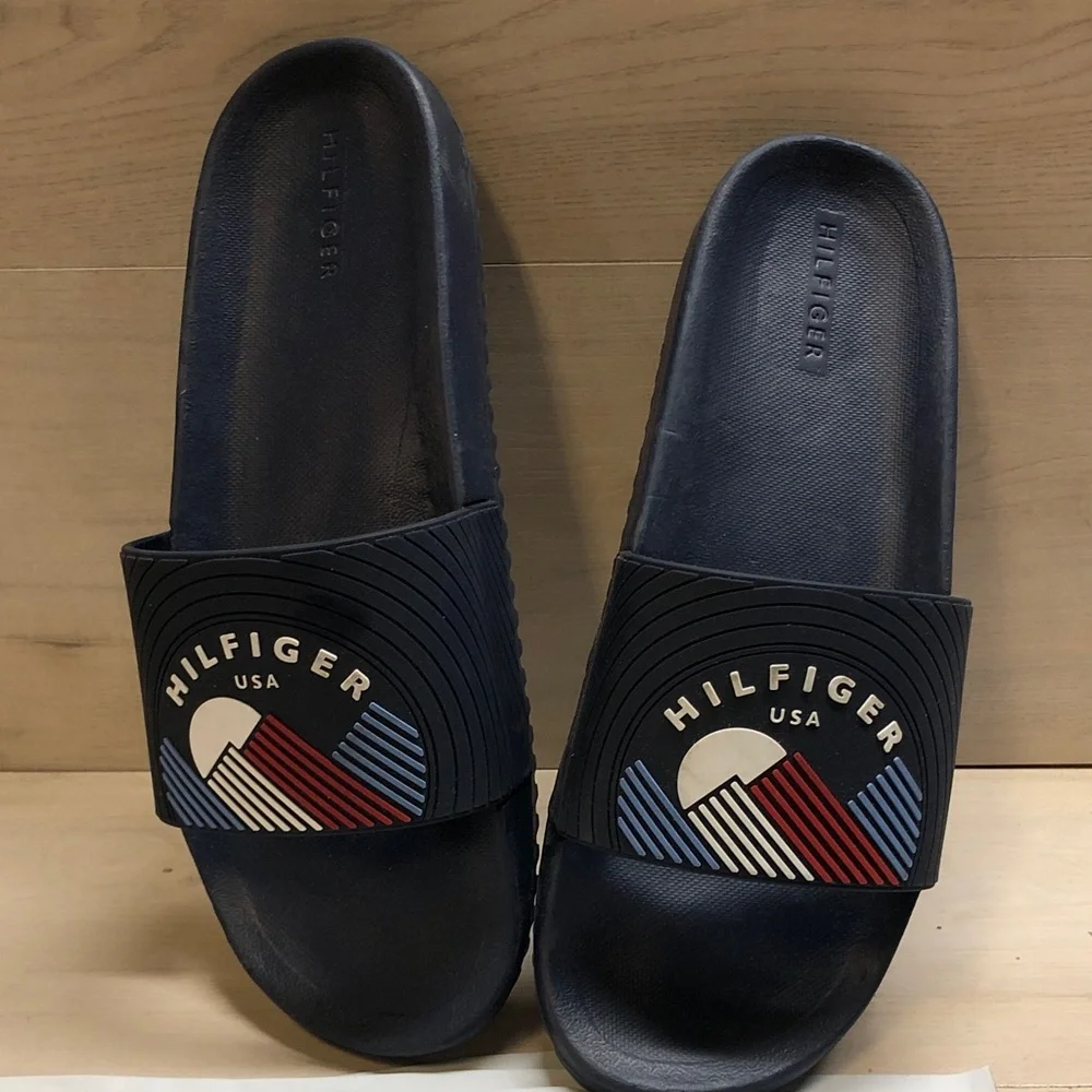 Tommy Hilfiger Navy Logo Slide Sandals #1088